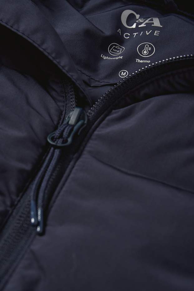 Heren - Thermovest met capuchon - met stiksels - donkerblauw