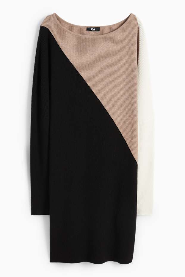 Dona - Vestit de punt de mitja - acanalat - beix