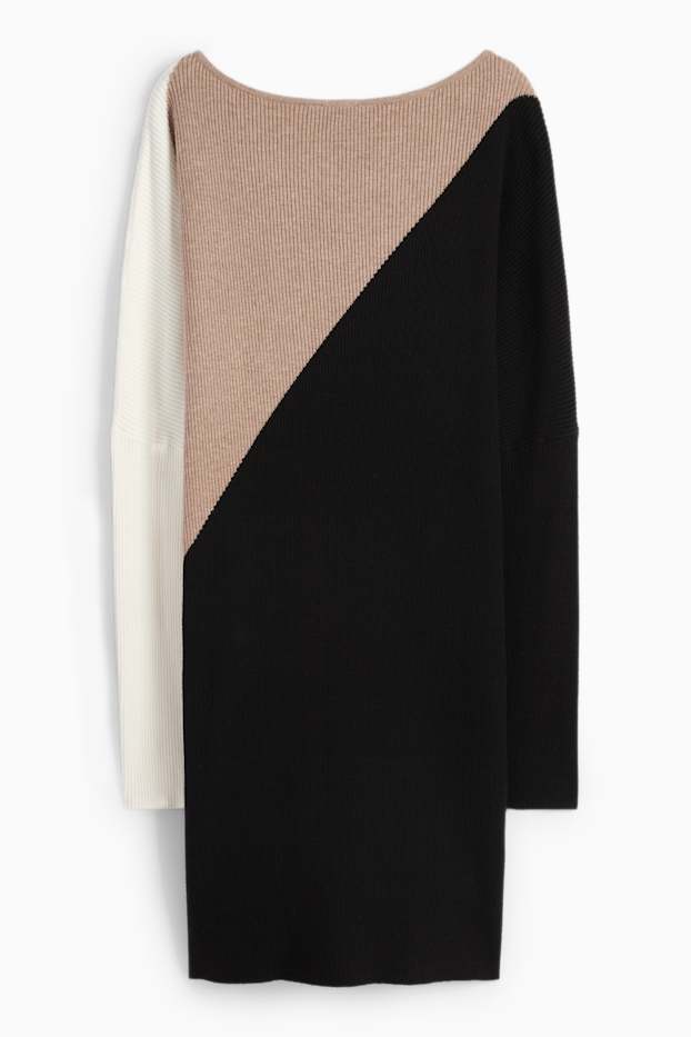 Dona - Vestit de punt de mitja - acanalat - beix
