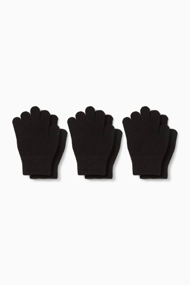Children Boys - Multipack of 3 - knitted gloves - black