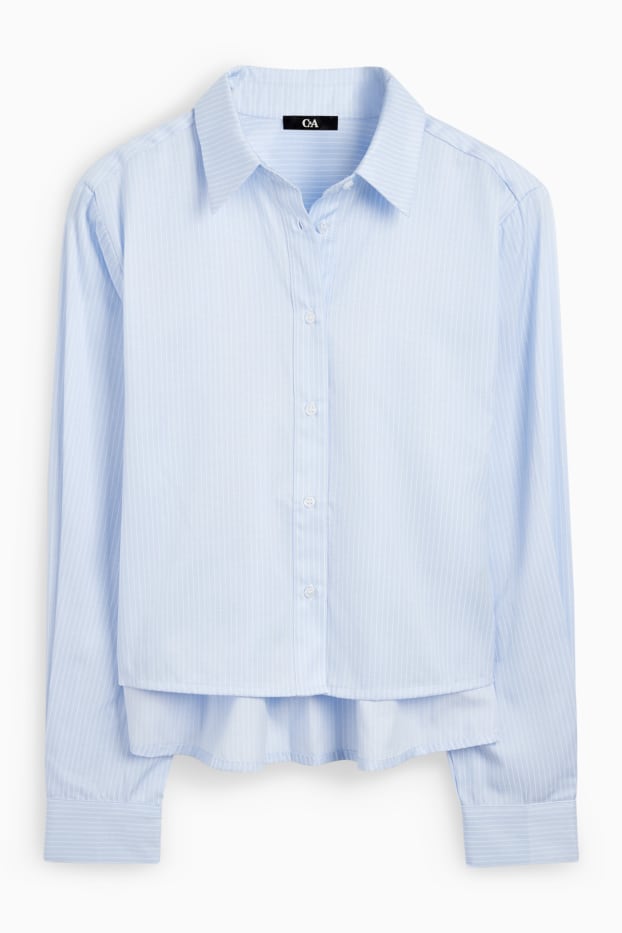 Dámské - Halenka - pruhovaná - světle modrá