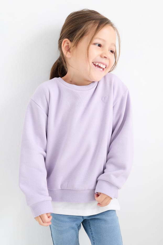 Enfants filles - Lot de 2 - cœurs - sweats - violet clair