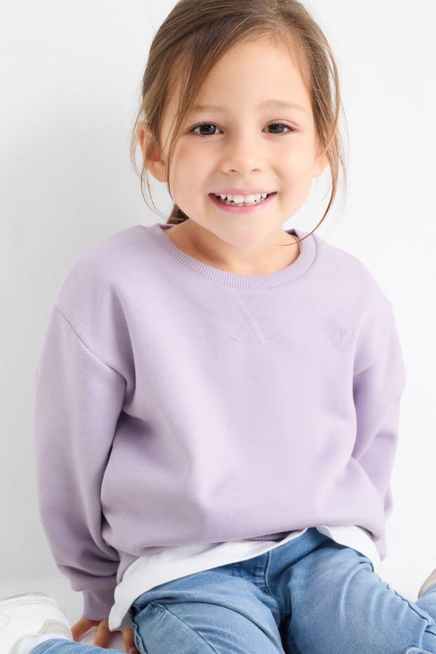 Enfants filles - Lot de 2 - cœurs - sweats - violet clair