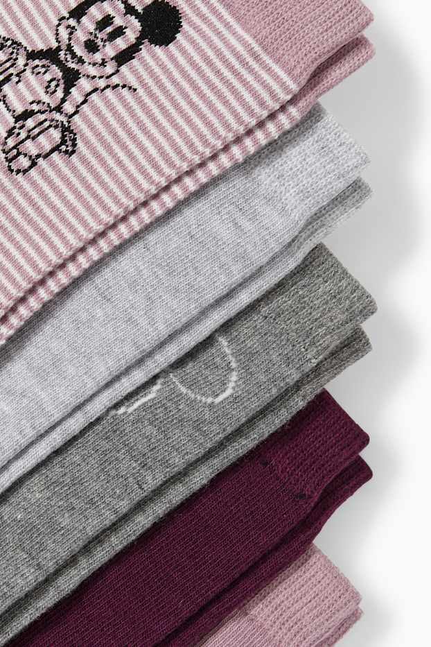 Femmes - Lot de 5 paires - Mickey Mouse - chaussettes à motif - violet