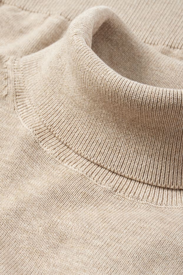 Hommes - Pull à col roulé - beige