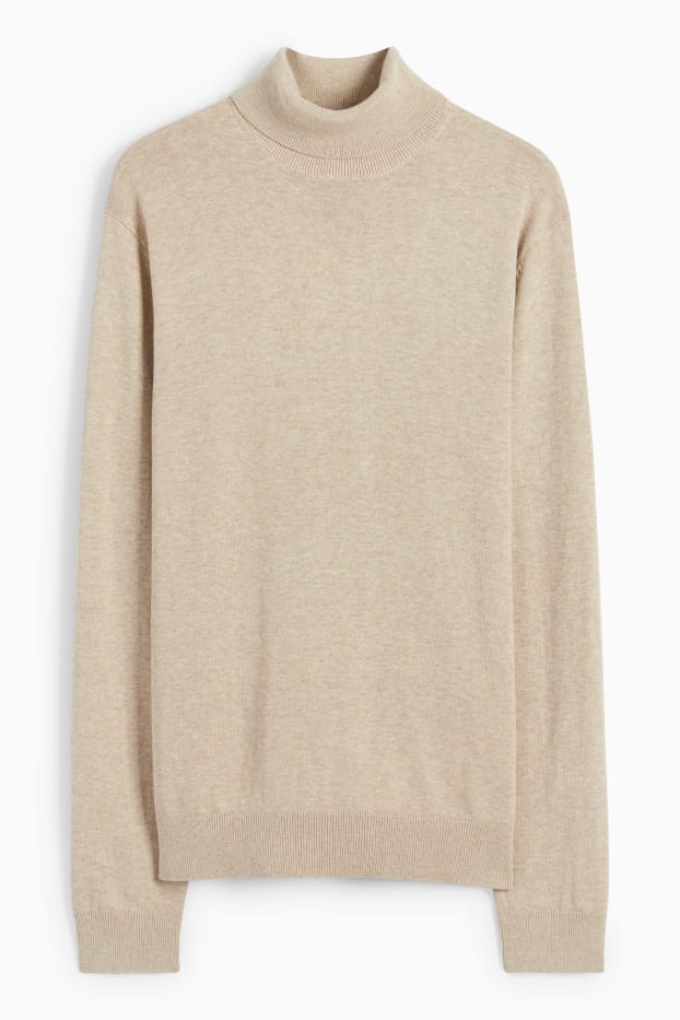 Hommes - Pull à col roulé - beige