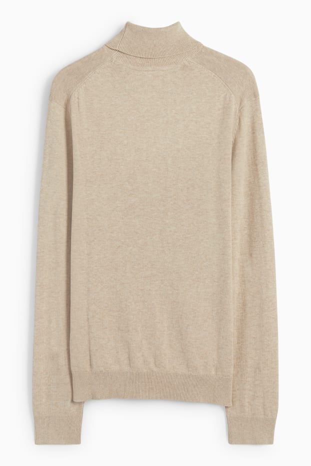 Hommes - Pull à col roulé - beige