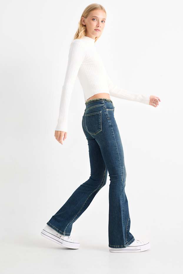 Dona - Flared jeans - mid waist - LYCRA® - texà blau fosc