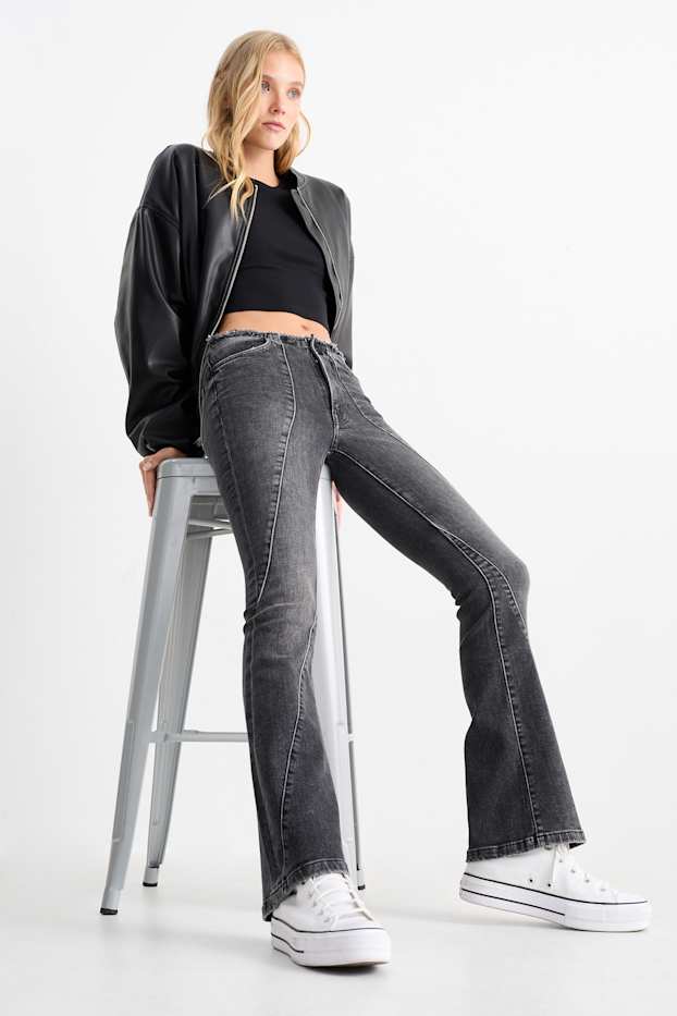 Femmes - Flared jean - mid waist - LYCRA® - gris chiné