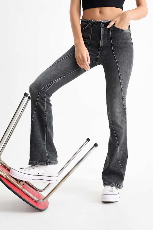 Femmes - Flared jean - mid waist - LYCRA® - gris chiné