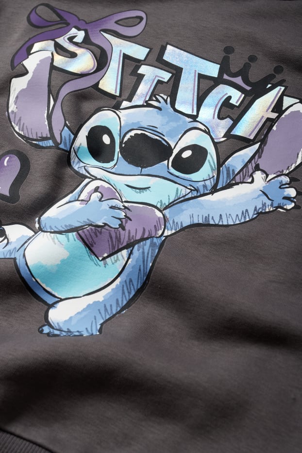 Enfants filles - Lilo & Stitch - sweat à capuche - gris foncé