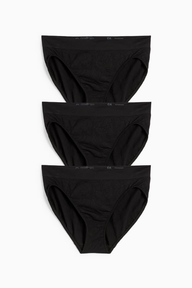 Women - Multipack of 3 - knickers - seamless - black