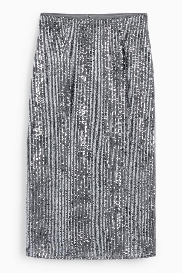 Damen - Pailletten-Rock - grau