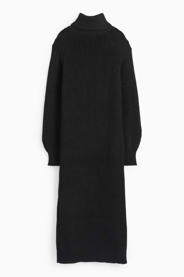 Dona - Vestit de punt de mitja - acanalat - negre