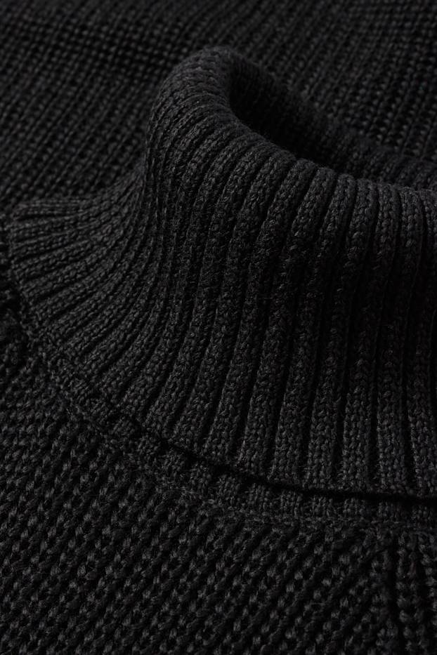 Dona - Vestit de punt de mitja - acanalat - negre