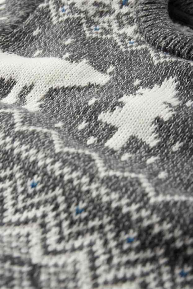 Baby Boys - Bear and pine - baby Christmas jumper - gray