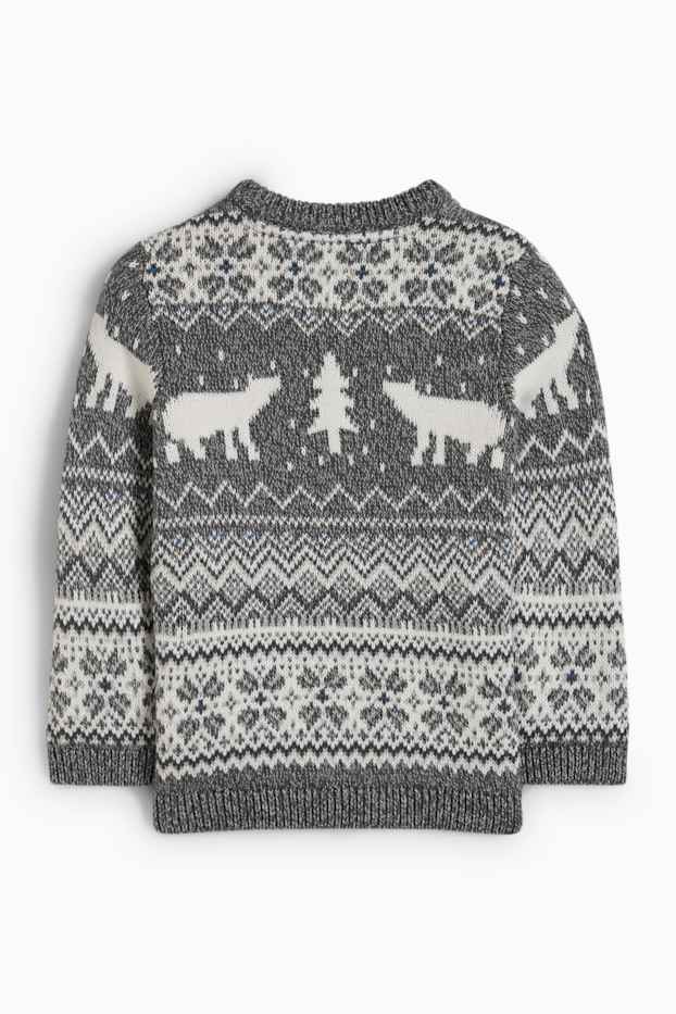 Baby Boys - Bear and pine - baby Christmas jumper - gray