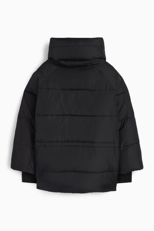 Damen - Steppjacke mit Kapuze - schwarz
