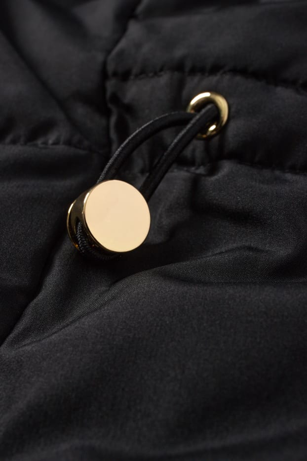 Damen - Steppjacke mit Kapuze - schwarz