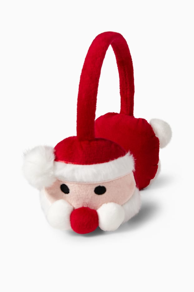 Kinder Mädchen - Weihnachtsmann - Ohrenwärmer - dunkelrot