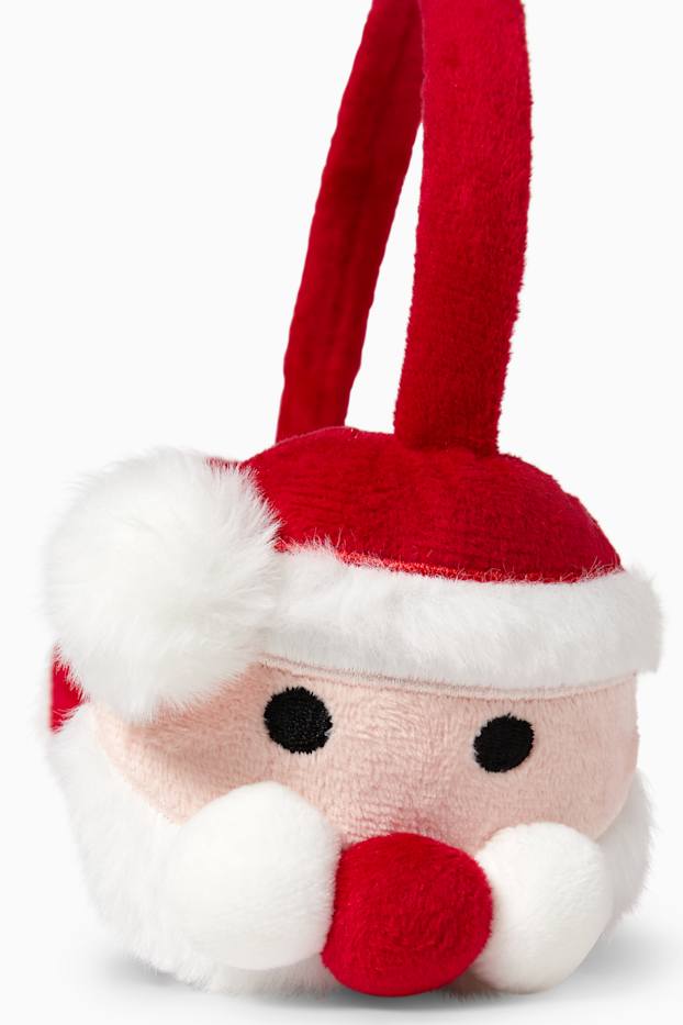 Kinder Mädchen - Weihnachtsmann - Ohrenwärmer - dunkelrot