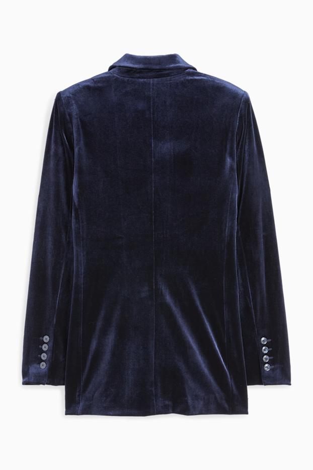 Donna - Blazer lungo di velluto - regular fit - blu scuro