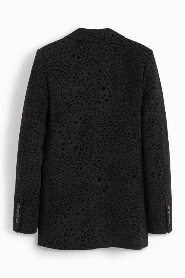 Donna - Blazer lungo - relaxed fit - stampa leopardata - nero