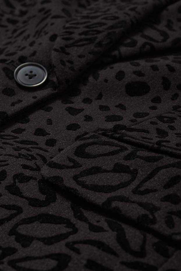 Donna - Blazer lungo - relaxed fit - stampa leopardata - nero