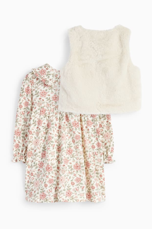 Baby Mädchen - Blümchen - Baby-Outfit - 2 teilig - beige