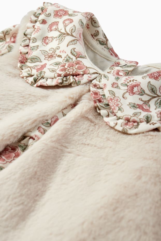 Baby Mädchen - Blümchen - Baby-Outfit - 2 teilig - beige