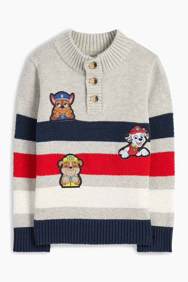 Enfants garçons - La Pat’ Patrouille - Chase, Marcus, Ruben - pullover - à rayures - bleu foncé / gris