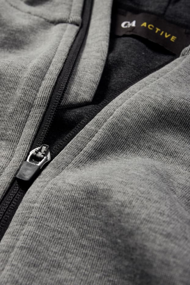Damen - Funktions-Sweatjacke mit Kapuze - grau