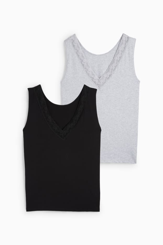 Femmes - Lot de 2 - tops - gris / noir