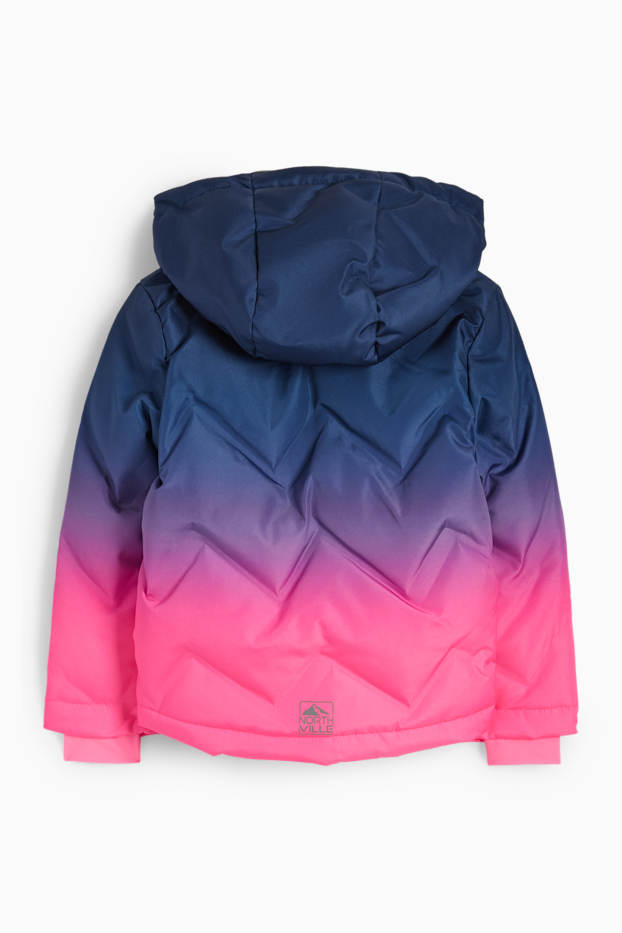 Enfants filles - Veste de ski à capuche - finition déperlante - bleu  / rose