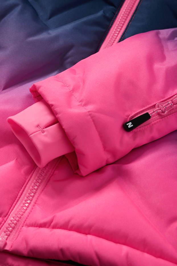 Enfants filles - Veste de ski à capuche - finition déperlante - bleu  / rose