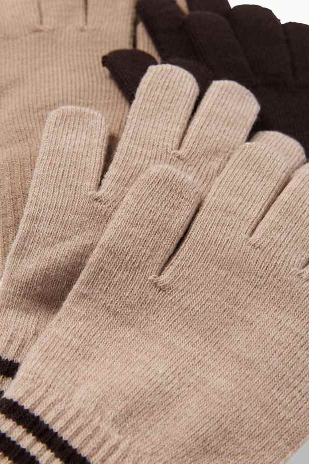 Children Boys - Multipack of 3 - knitted gloves - brown / beige