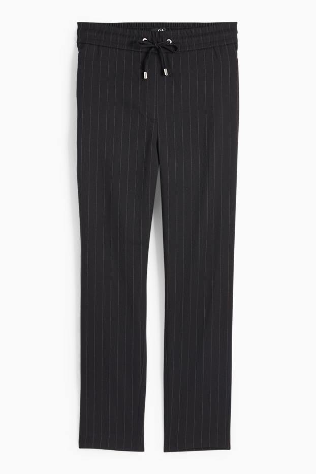 Dames - Pantalon - high waist - tapered fit - krijtstrepen - donkerblauw