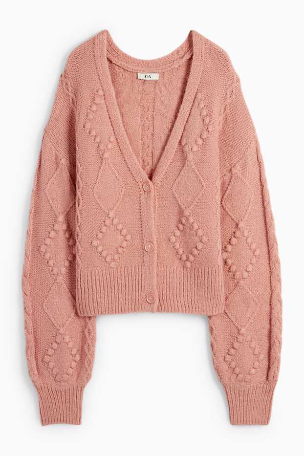 Women - Cardigan - textured - pink