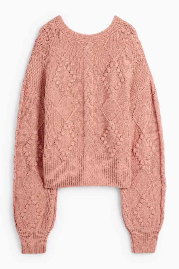 Women - Cardigan - textured - pink