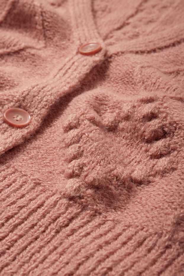 Women - Cardigan - textured - pink