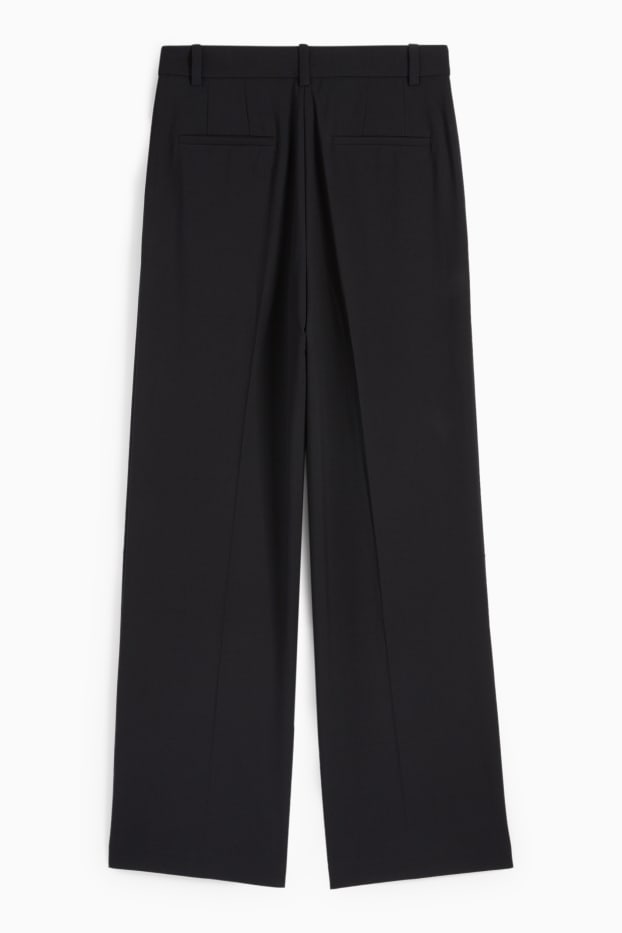 Dámské - Business kalhoty - high waist - wide leg - černá