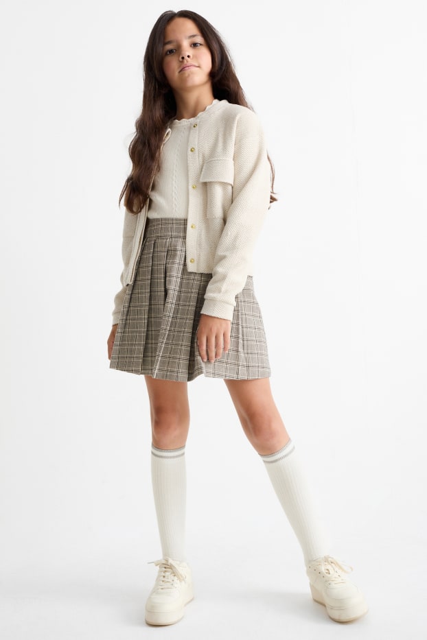 Enfants filles - Ensemble - jupe et chaussettes hauteur genou - 2 pièces - gris