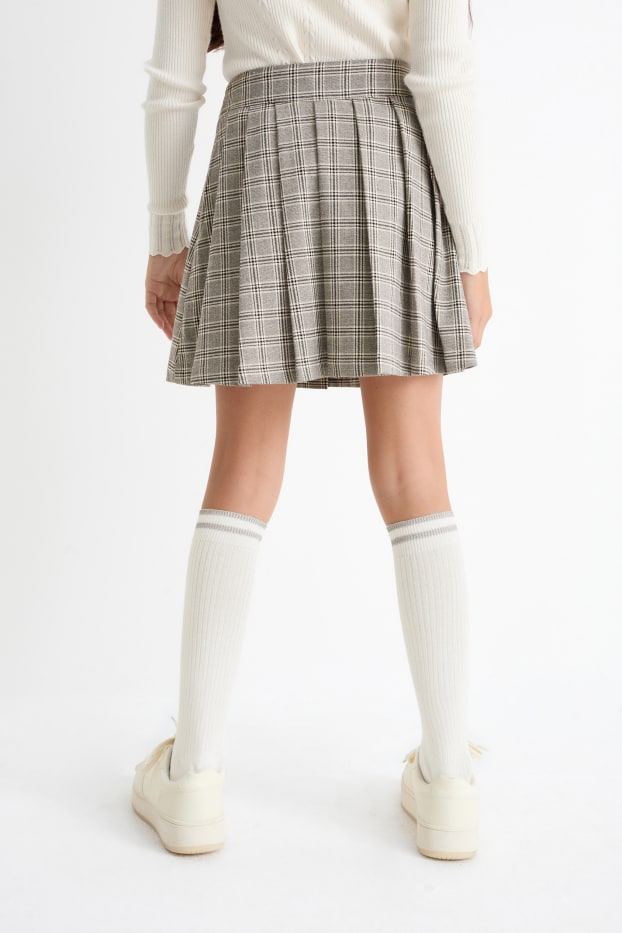 Enfants filles - Ensemble - jupe et chaussettes hauteur genou - 2 pièces - gris