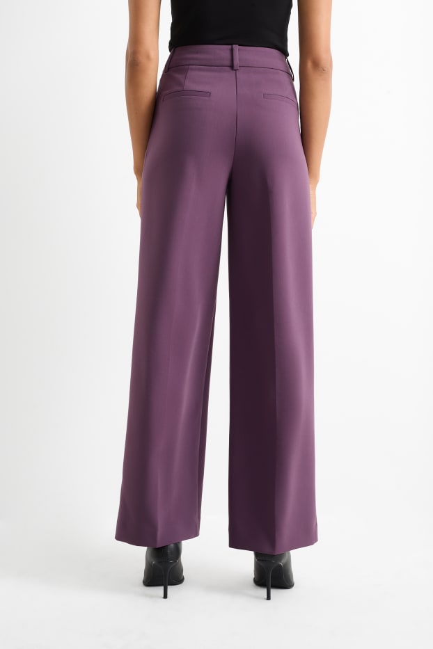 Femmes - Pantalon de bureau - high waist - wide leg - violet