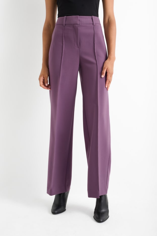 Femmes - Pantalon de bureau - high waist - wide leg - violet
