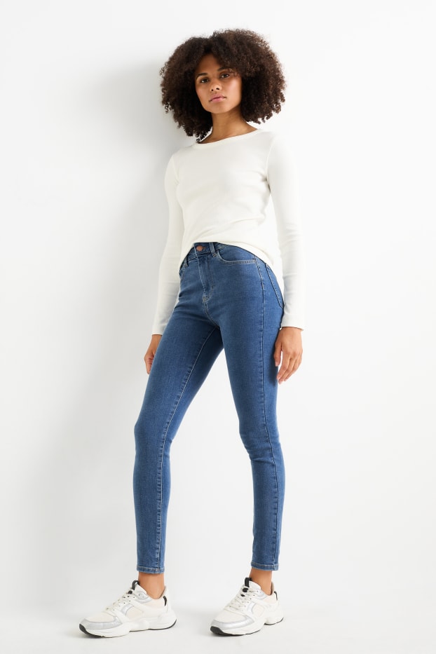 Femei - Jegging jeans - talie înaltă - albastru / negru