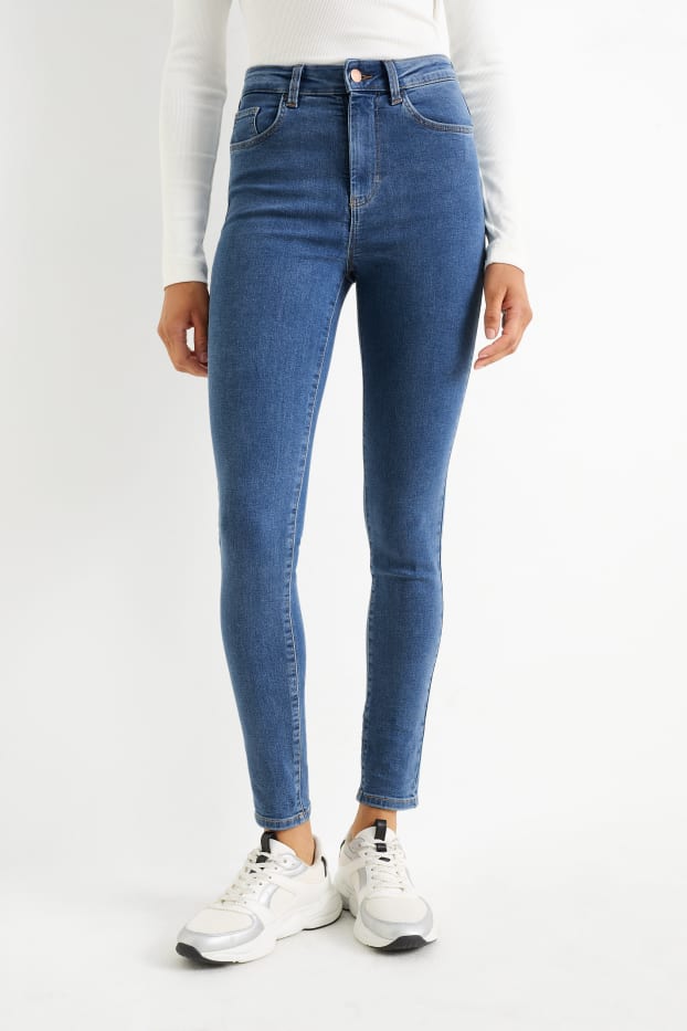 Femei - Jegging jeans - talie înaltă - albastru / negru
