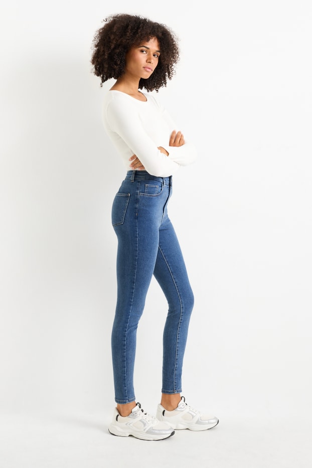 Femei - Jegging jeans - talie înaltă - albastru / negru