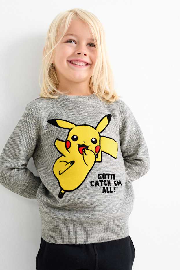 Kinderen: jongens - Pokémon - trui - licht grijs-mix