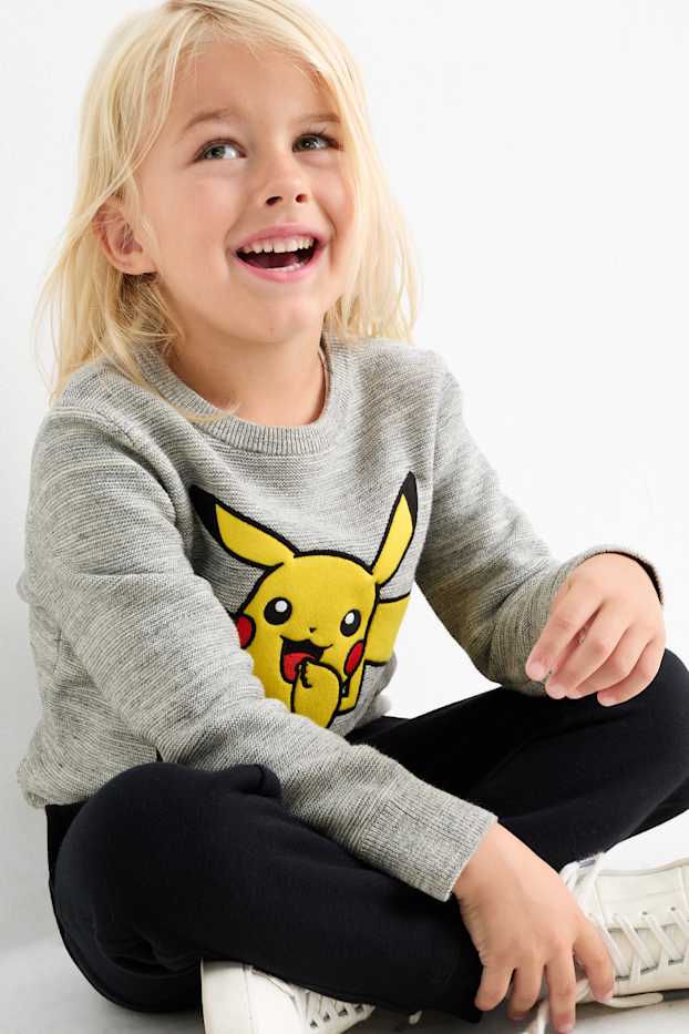 Kinderen: jongens - Pokémon - trui - licht grijs-mix